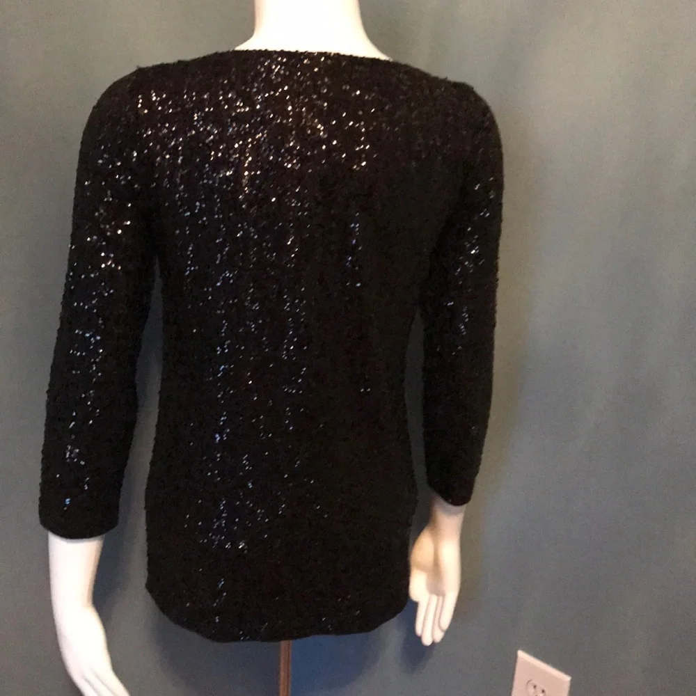 J. Crew Black Sequins long sleeve top size small